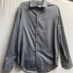 Armani Collezioni Men's Grey Long-Sleeve Button-Up Shirt Sz S